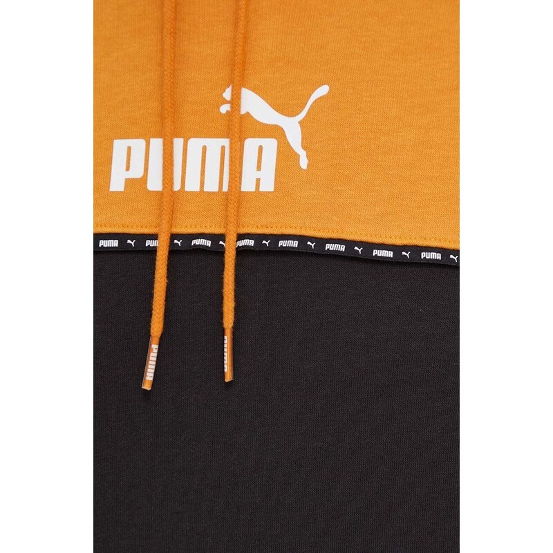 Mikina Puma pánská, oranžová barva, s kapucí, s potiskem, 675173