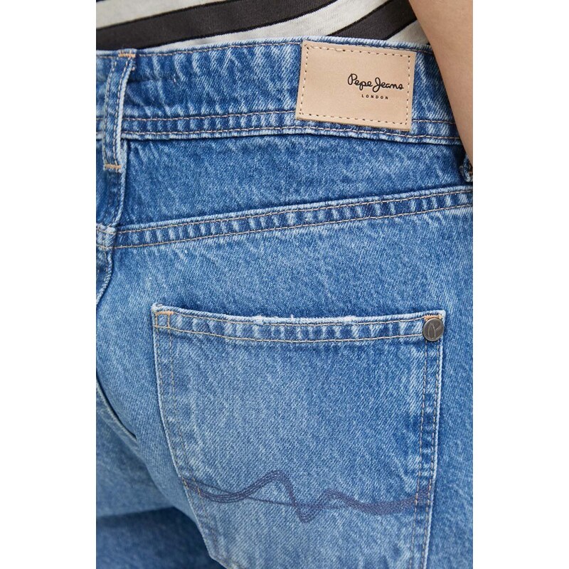 Džínové šortky Pepe Jeans RELAXED SHORT MW dámské, hladké, high waist, PL801110RH4