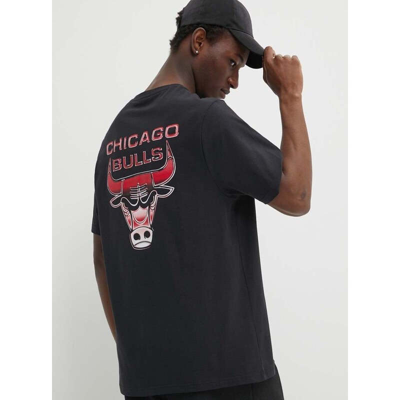 Bavlněné tričko New Era CHICAGO BULLS černá barva, s potiskem