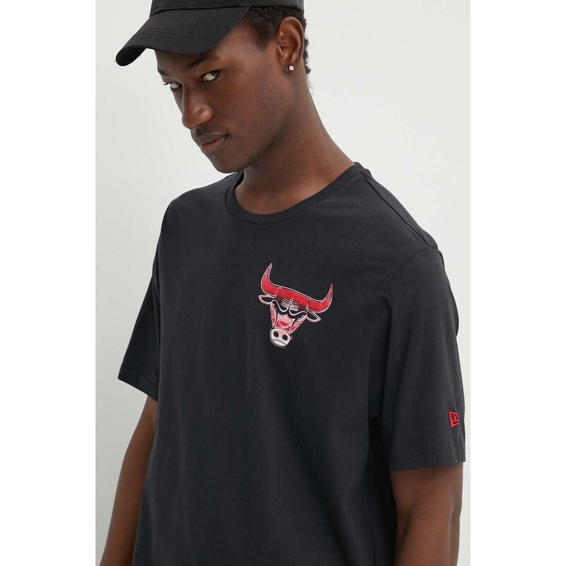 Bavlněné tričko New Era CHICAGO BULLS černá barva, s potiskem