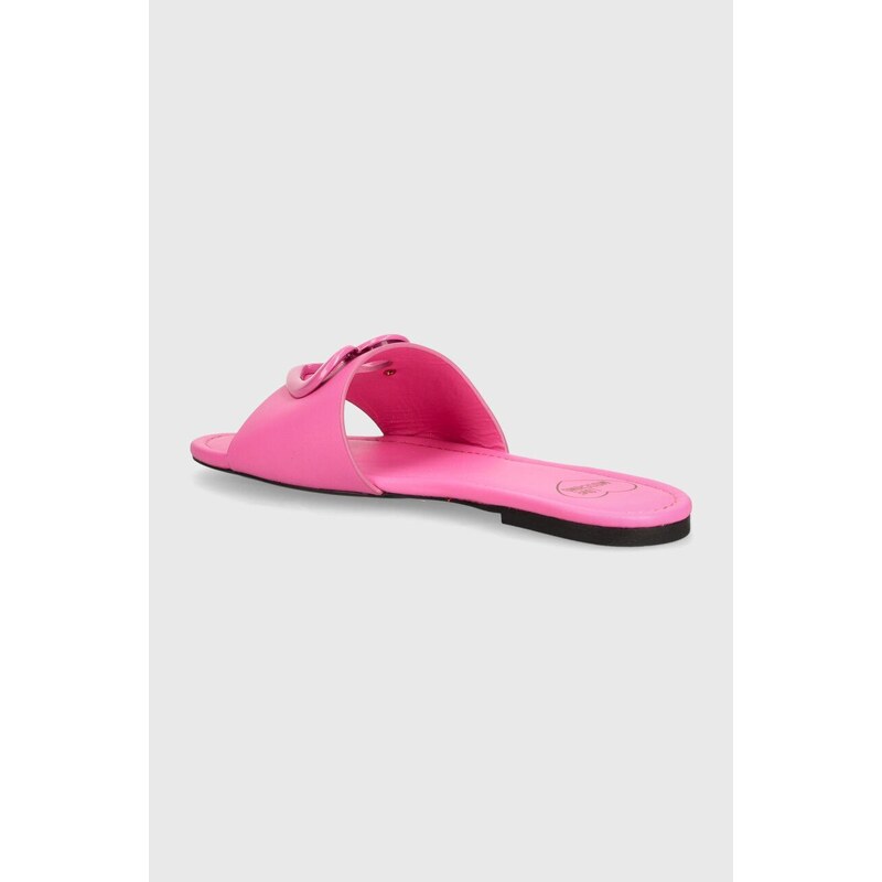 Kožené pantofle Love Moschino dámské, růžová barva, JA28431G0IIAX604