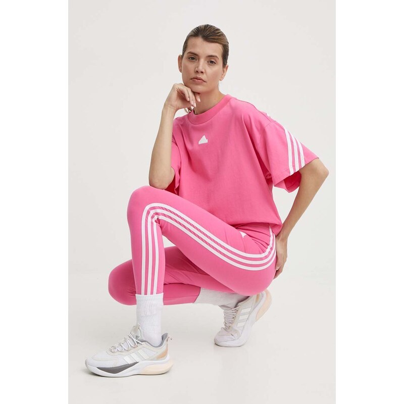 Legíny adidas dámské, růžová barva, s aplikací, IS3623