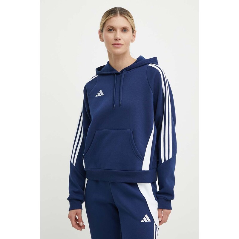 Tréninková mikina adidas Performance Tiro 24 tmavomodrá barva, s kapucí, s aplikací, IR7507