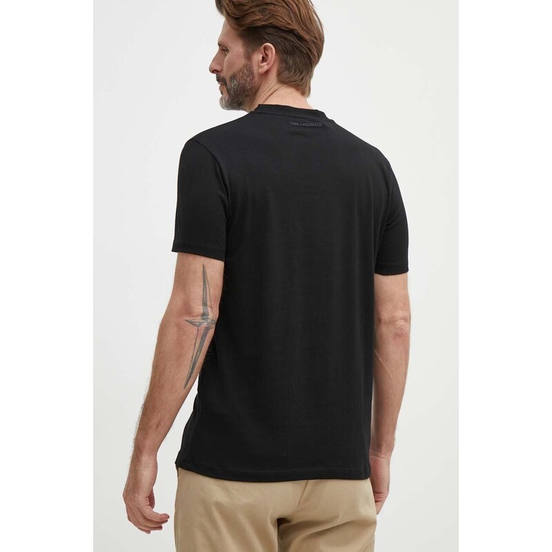 Bavlněné tričko Karl Lagerfeld černá barva, s potiskem, 542224.755082