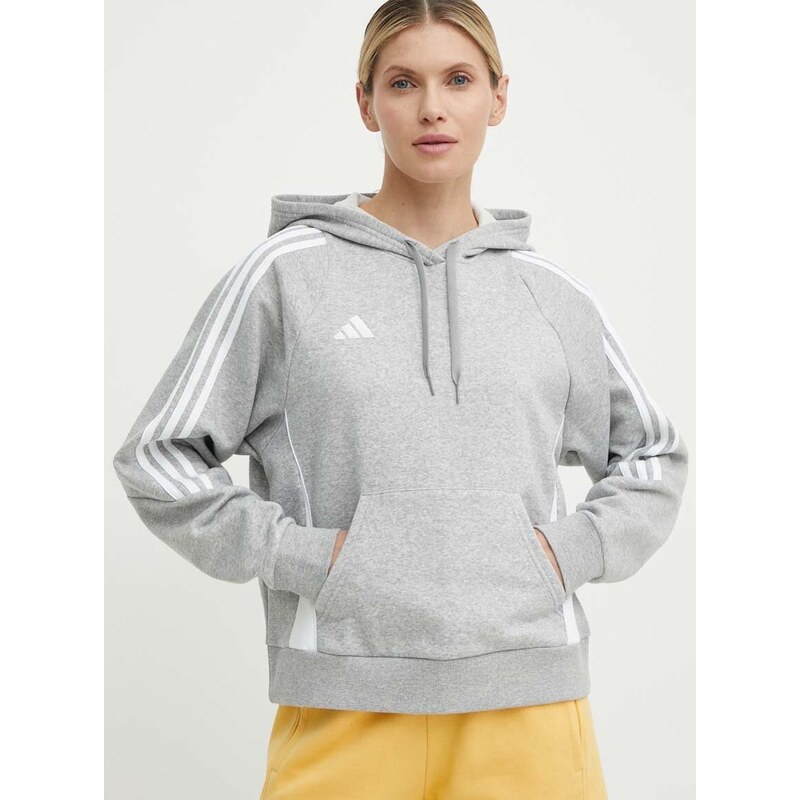 Tréninková mikina adidas Performance Tiro 24 šedá barva, s kapucí, s aplikací, IR7509