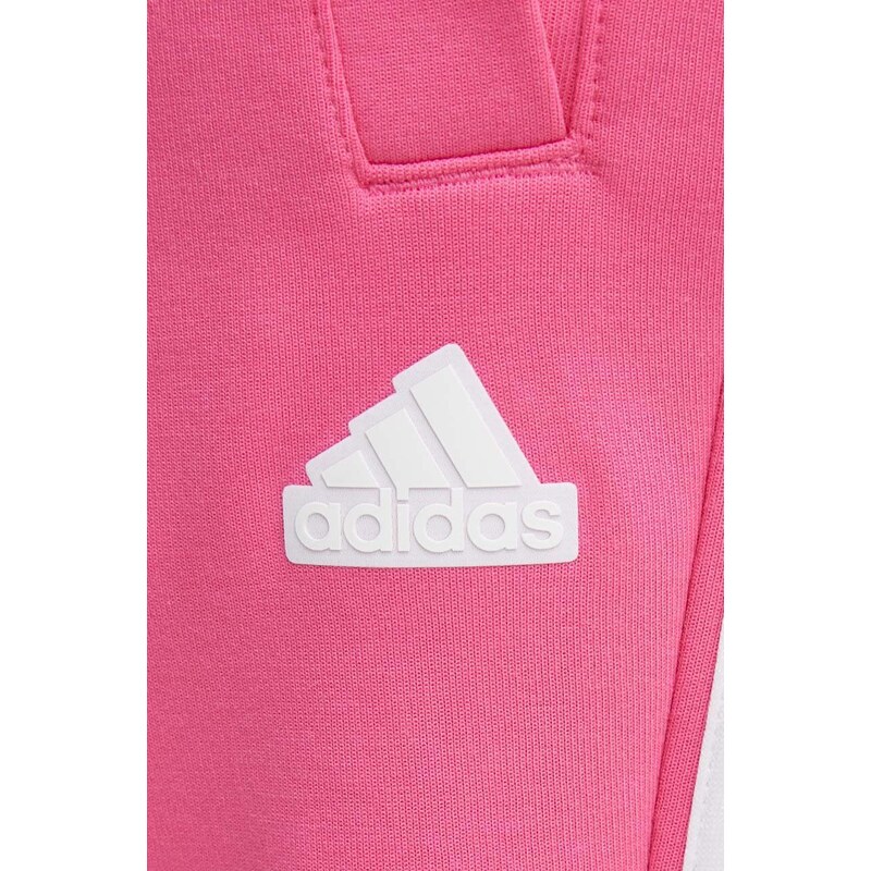 Tepláky adidas růžová barva, vzorované, IS3942