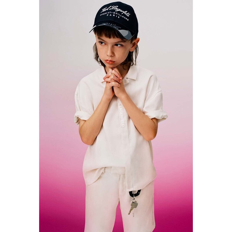 Dětská košile Karl Lagerfeld béžová barva