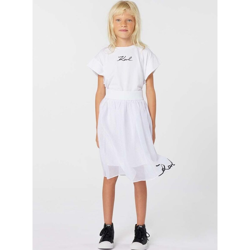 Dětská sukně Karl Lagerfeld bílá barva, midi, áčková