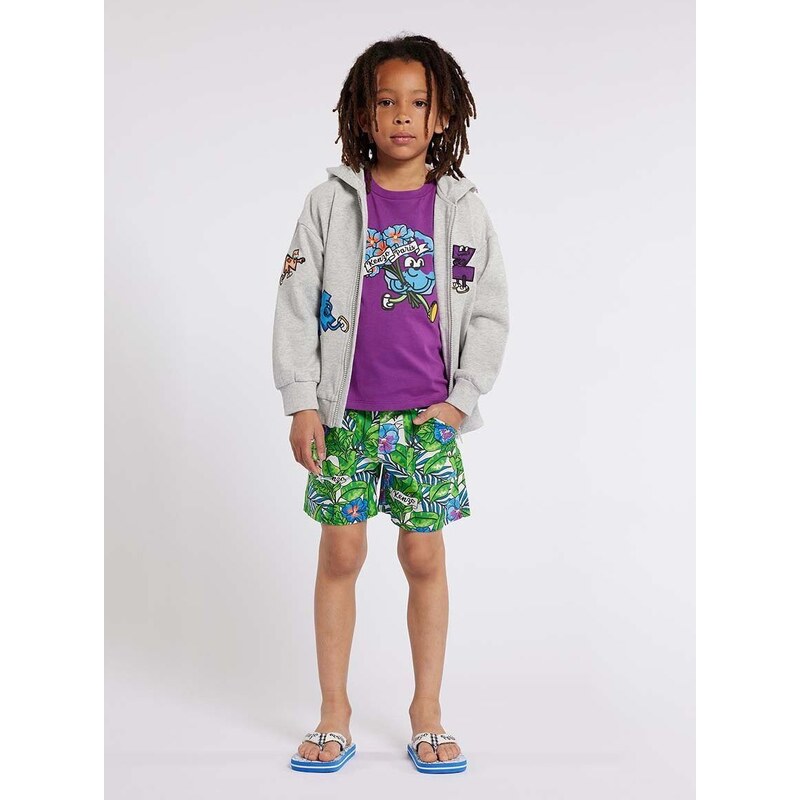 Dětské bavlněné šortky Kenzo Kids tyrkysová barva