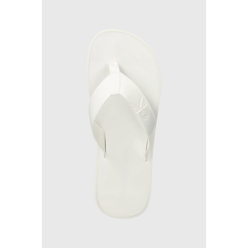 Žabky Calvin Klein Jeans FLATFORM FLIPFLOP JELLY dámské, bílá barva, na plochém podpatku, YW0YW01398