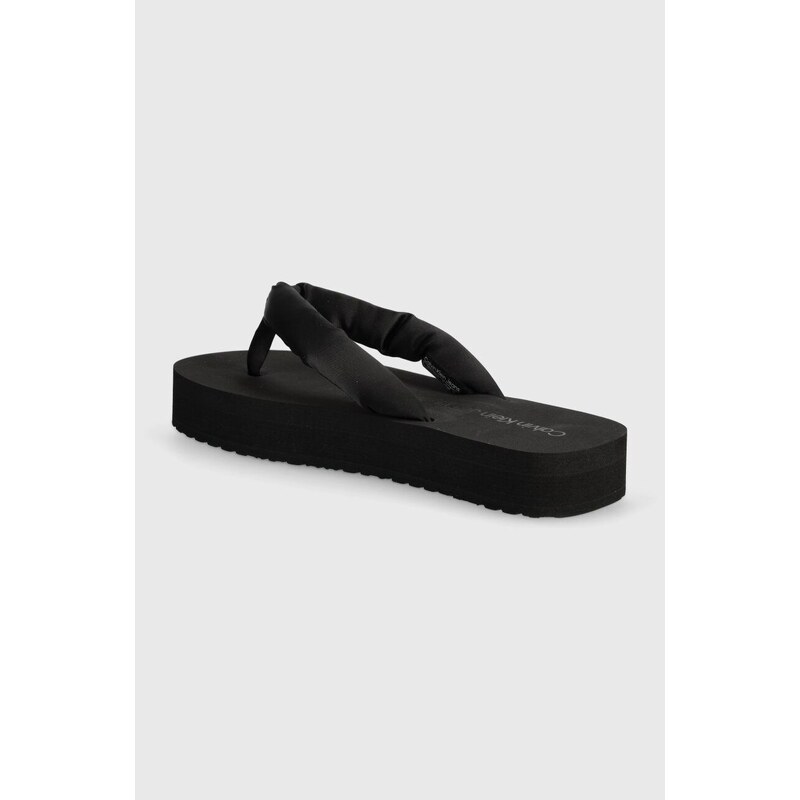 Žabky Calvin Klein Jeans BEACH SANDAL FLATFORM PADDED NY dámské, černá barva, na plochém podpatku, YW0YW01400