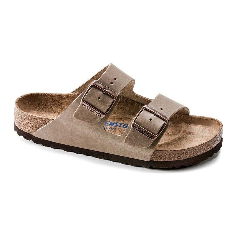 Kožené pantofle Birkenstock Arizona dámské, béžová barva