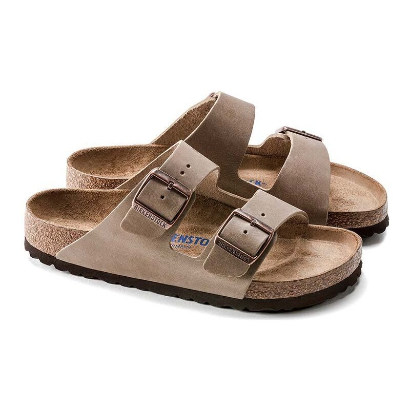 Kožené pantofle Birkenstock Arizona dámské, béžová barva