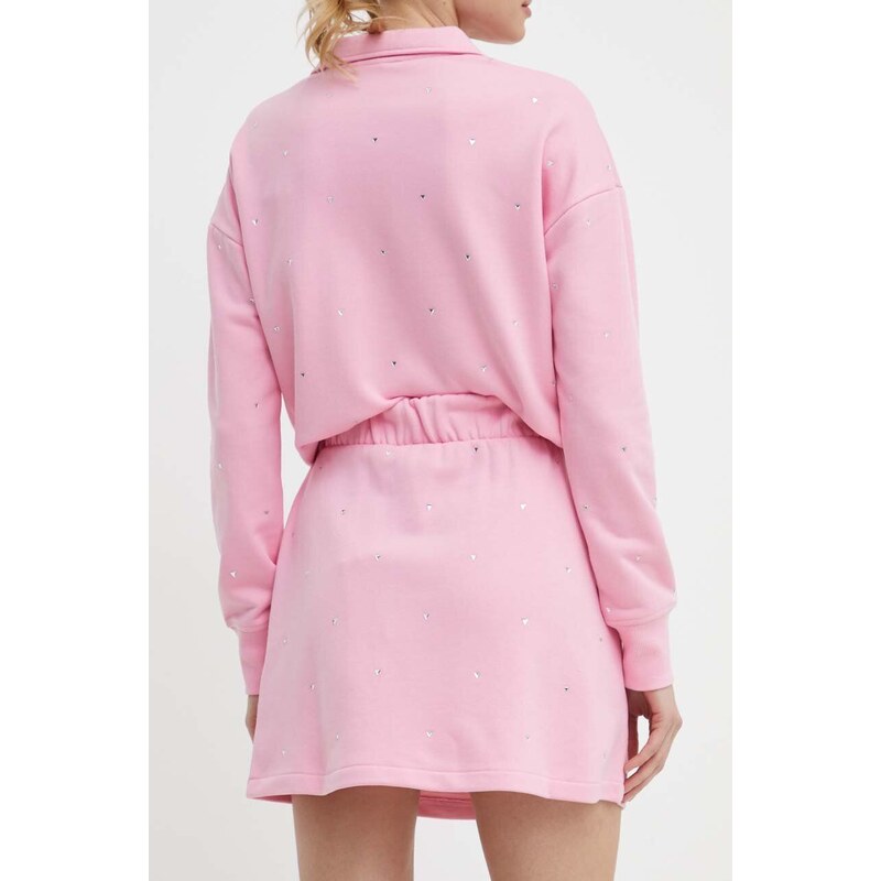 Sukně Guess SKYLAR růžová barva, mini, áčková, V4GD08 K8802