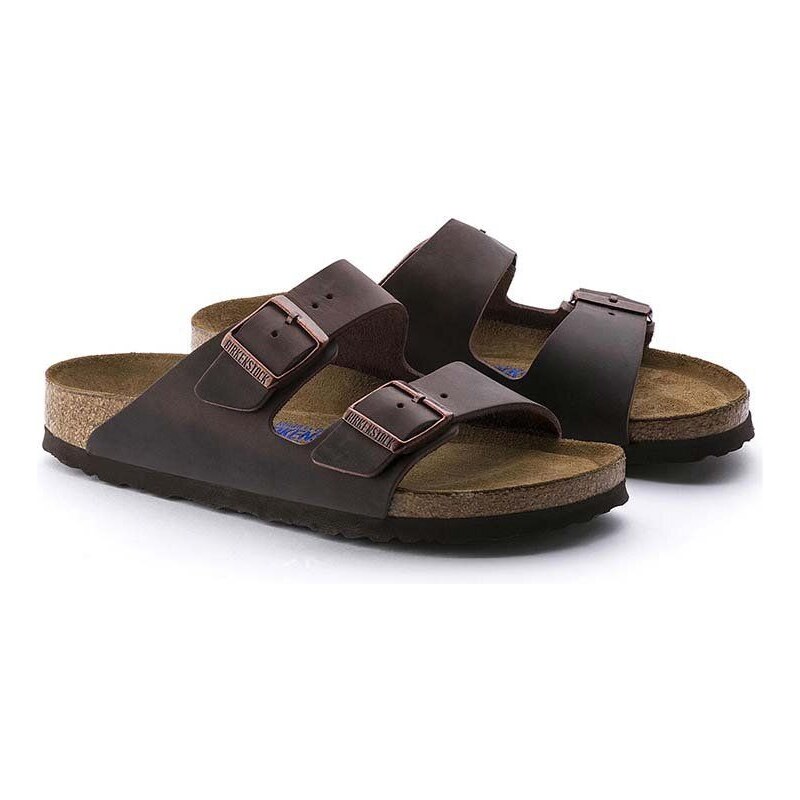 Kožené pantofle Birkenstock Arizona pánské, hnědá barva