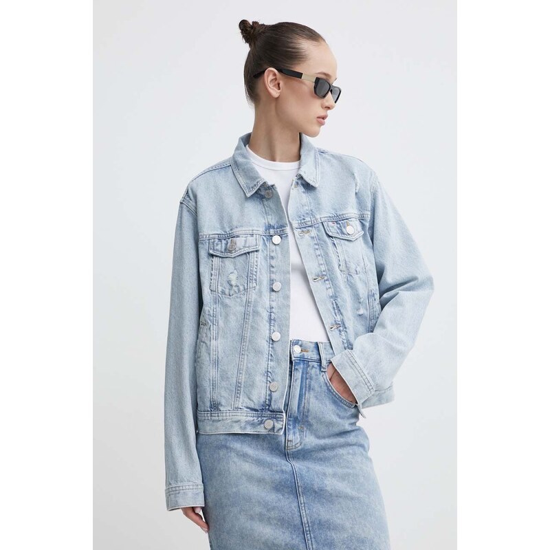 Džínová bunda Tommy Jeans dámská, přechodná, oversize, DW0DW18331