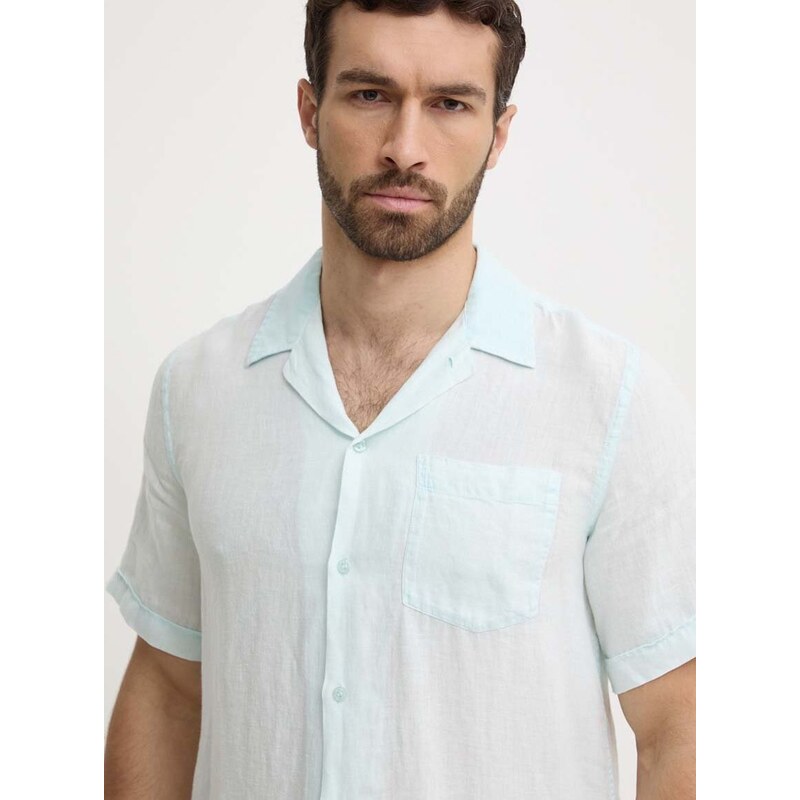 Lněná košile Vilebrequin CHARLI regular, s klasickým límcem, HARAU111