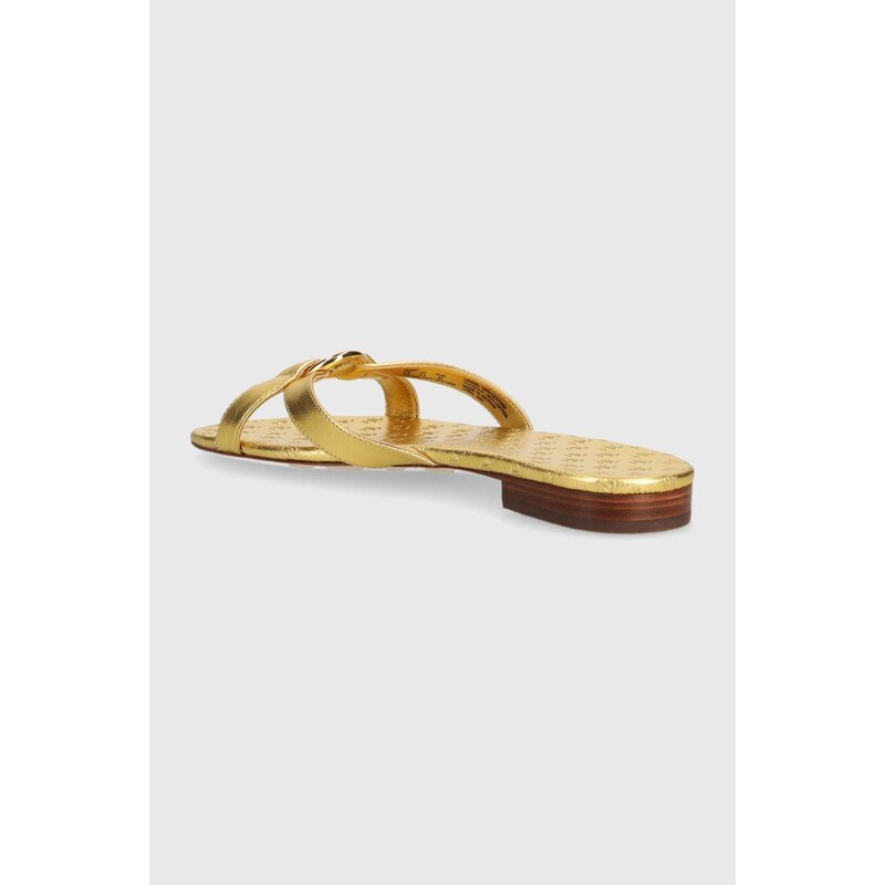 Kožené pantofle Lauren Ralph Lauren Emmy dámské, zlatá barva, 802935538002