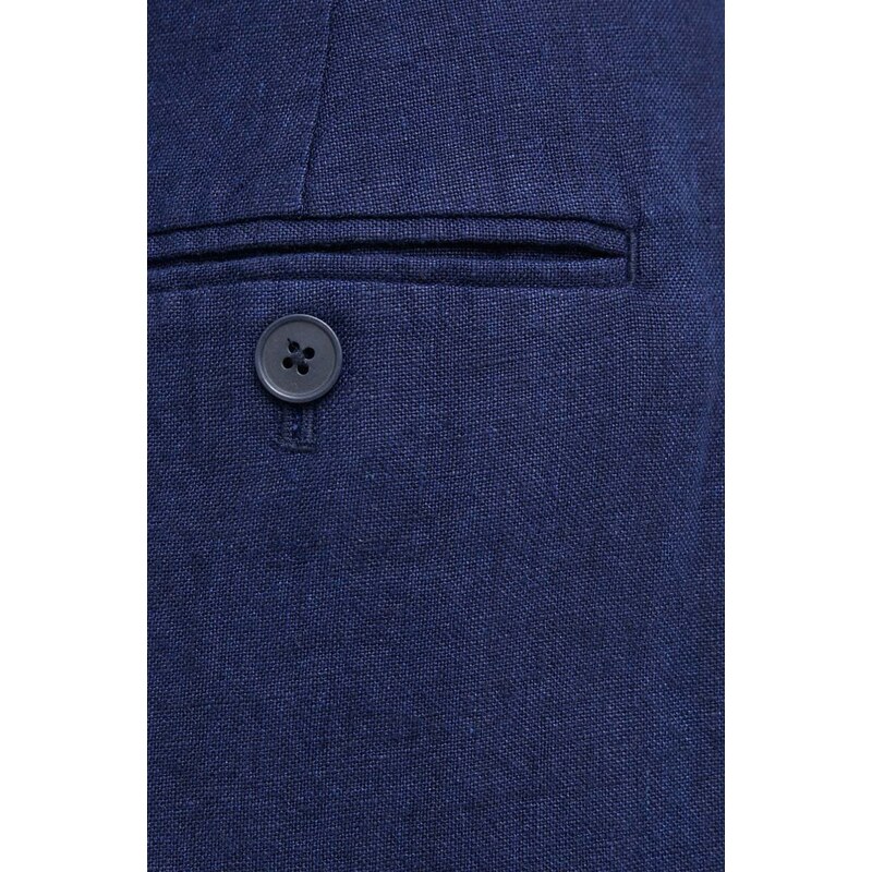 Plátěné kraťasy Polo Ralph Lauren tmavomodrá barva, hladké, high waist, 211943763