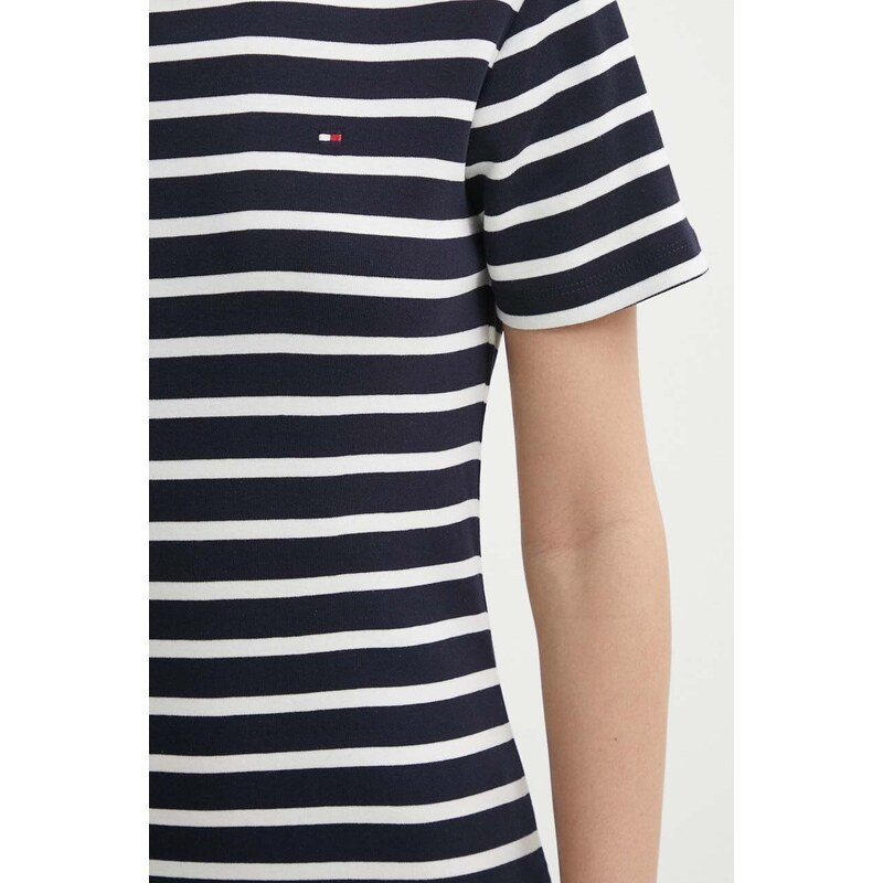 Bavlněné šaty Tommy Hilfiger tmavomodrá barva, mini, WW0WW42721