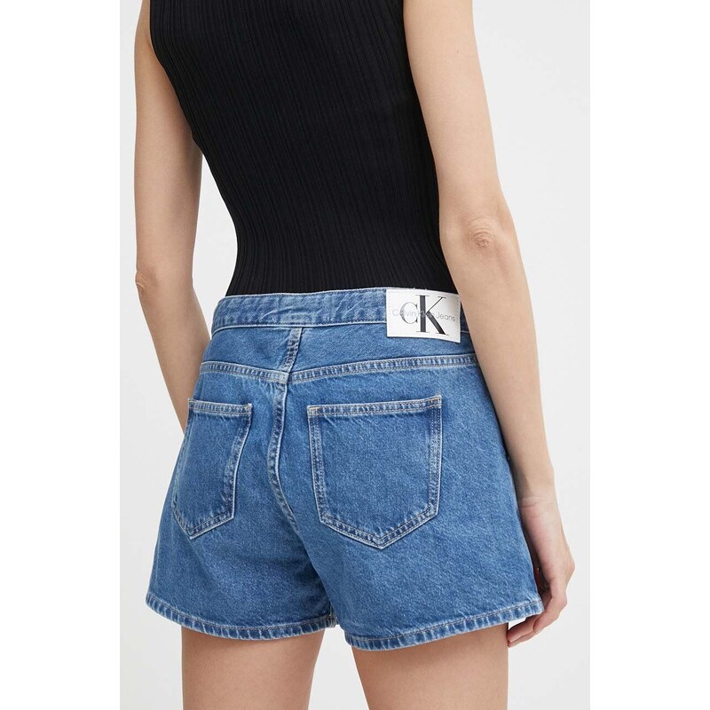 Džínové šortky Calvin Klein Jeans dámské, hladké, high waist, J20J223300