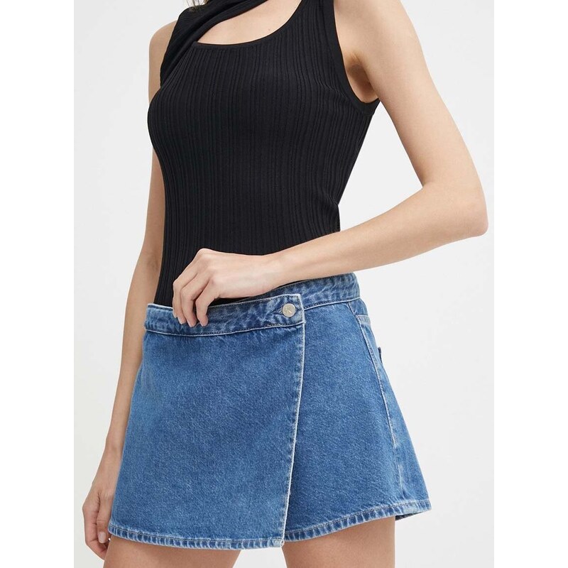 Džínové šortky Calvin Klein Jeans dámské, hladké, high waist, J20J223300