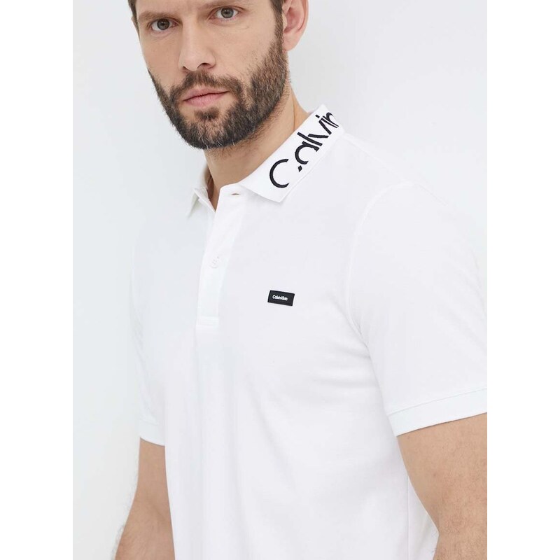 Polo tričko Calvin Klein bílá barva, K10K112467