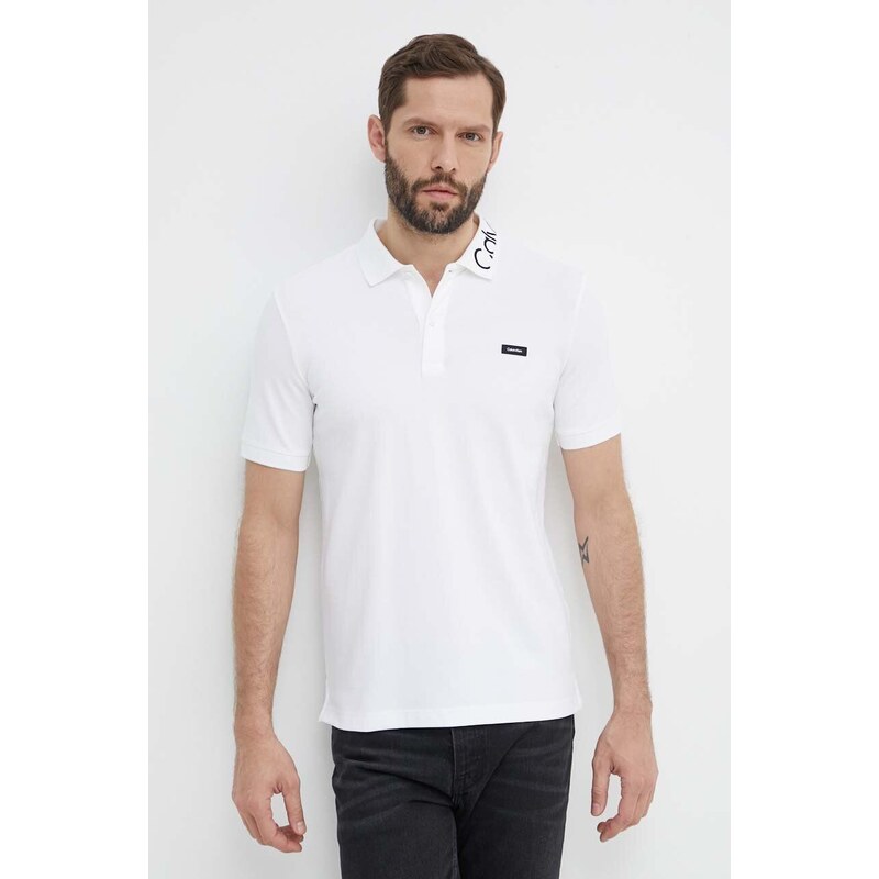 Polo tričko Calvin Klein bílá barva, K10K112467