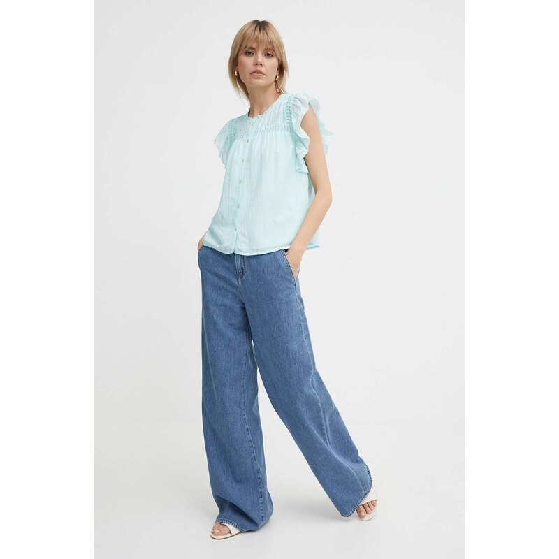 Košile Pepe Jeans DAKOTA dámská, tyrkysová barva, regular, PL304822