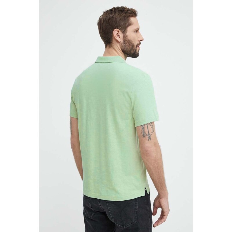 Polo tričko s lněnou směsí Calvin Klein zelená barva, K10K112959