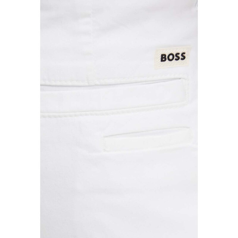 Kalhoty BOSS pánské, bílá barva, přiléhavé, 50505392