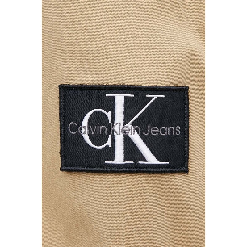 Košile Calvin Klein Jeans pánská, béžová barva, relaxed, s klasickým límcem, J30J325176