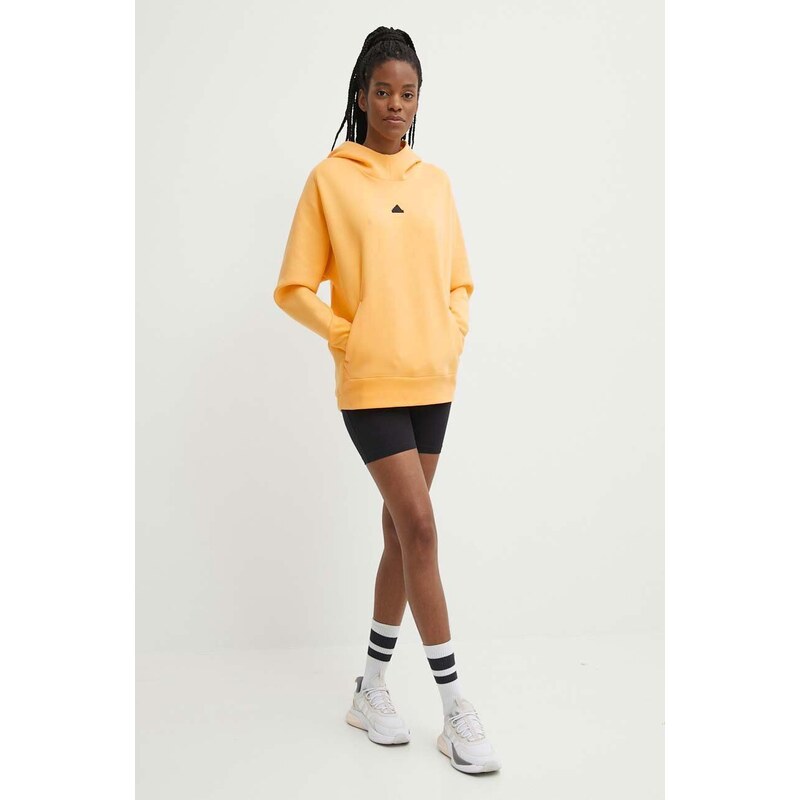 Mikina adidas Z.N.E dámská, žlutá barva, s kapucí, hladká, IS3910