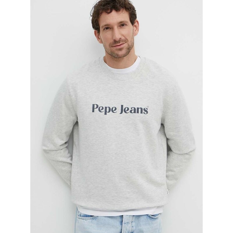 Mikina Pepe Jeans REGIS pánská, šedá barva, s potiskem, PM582667