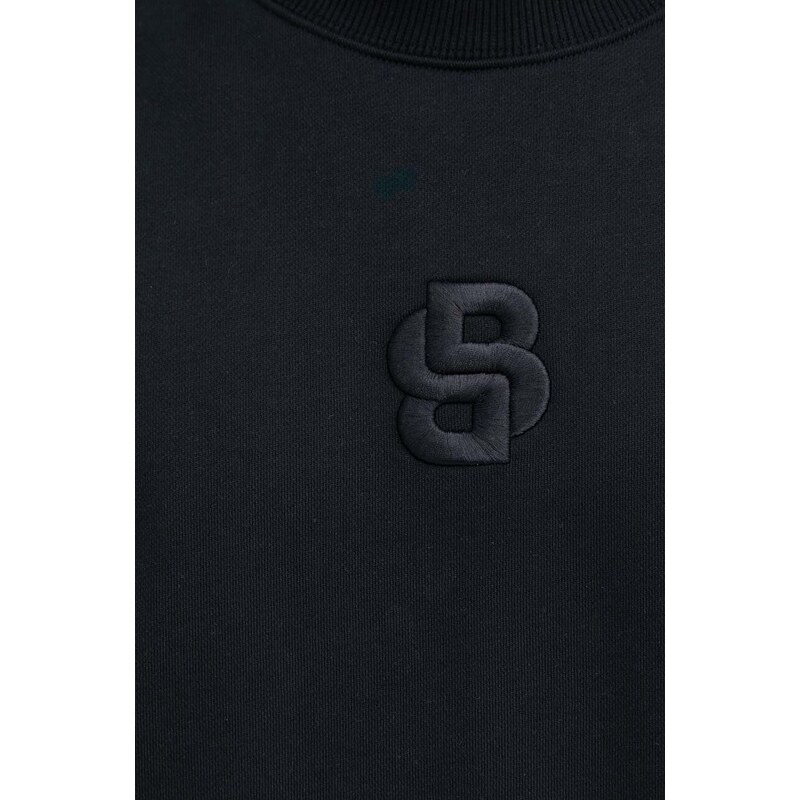 Bavlněná mikina BOSS pánská, černá barva, s aplikací, 50514903
