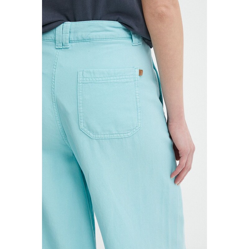 Kalhoty Pepe Jeans TAMMY dámské, tyrkysová barva, široké, high waist, PL211728