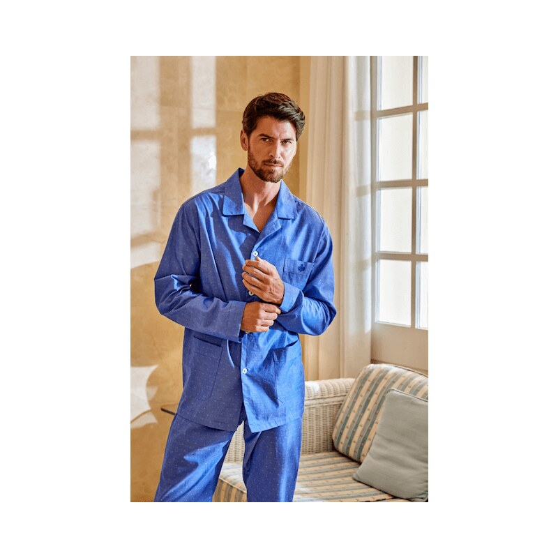 GUASCH Pánské pyžamo PATRICIO, V dárkovém boxu, Modrá, Dlouhý rukáv