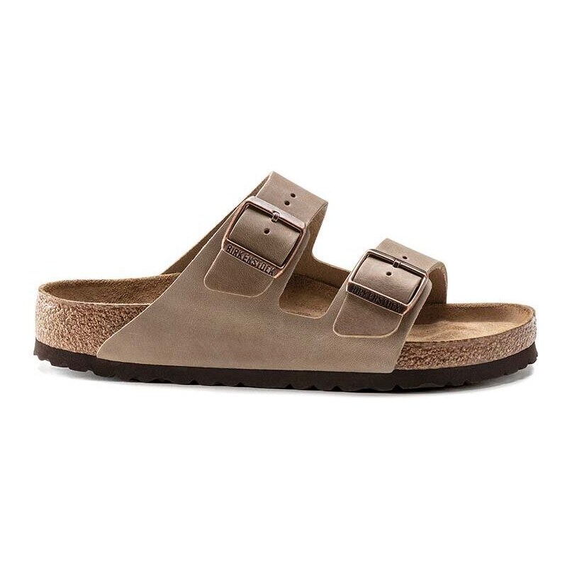 Kožené pantofle Birkenstock Arizona dámské, béžová barva