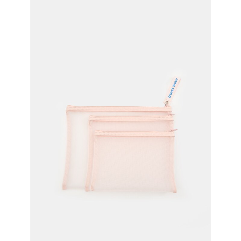 Sinsay - Sada 3 kosmetických tašek - pastelová růžová