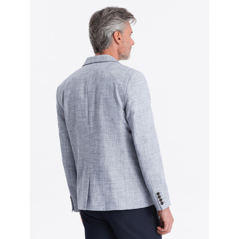 Ombre Men's REGULAR cut jacket with linen - light blue