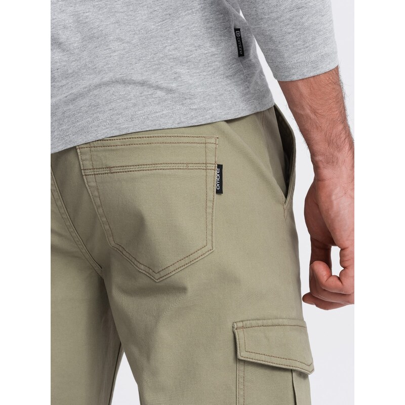 Ombre Men's JOGGERS pants with zippered cargo pockets - khaki