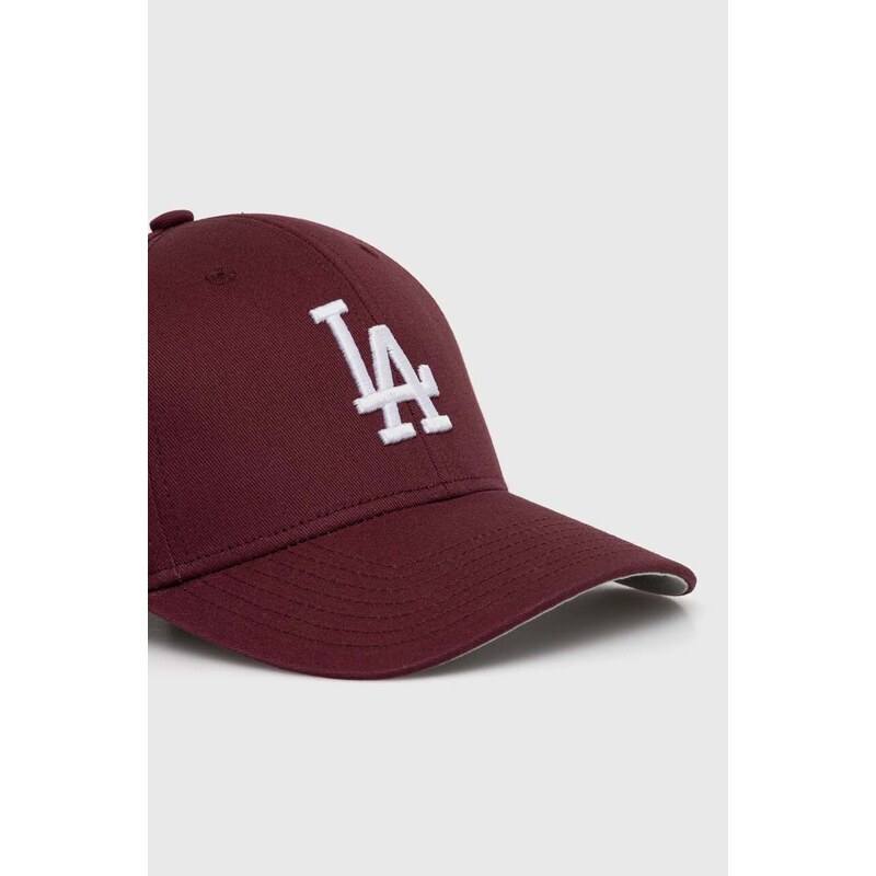 Dětská bavlněná kšiltovka 47brand MLB Los Angeles Dodgers Raised Basic vínová barva, s aplikací, BRAC12CTP