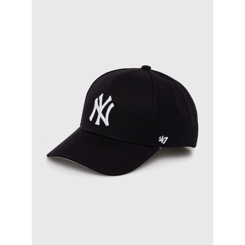 Dětská baseballová čepice 47brand MLB New York Yankees černá barva, s aplikací, BMVP17WBV