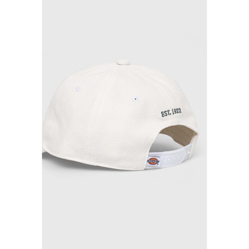Bavlněná baseballová čepice Dickies HARDWICK DENIM béžová barva, s aplikací, DK0A4YPH