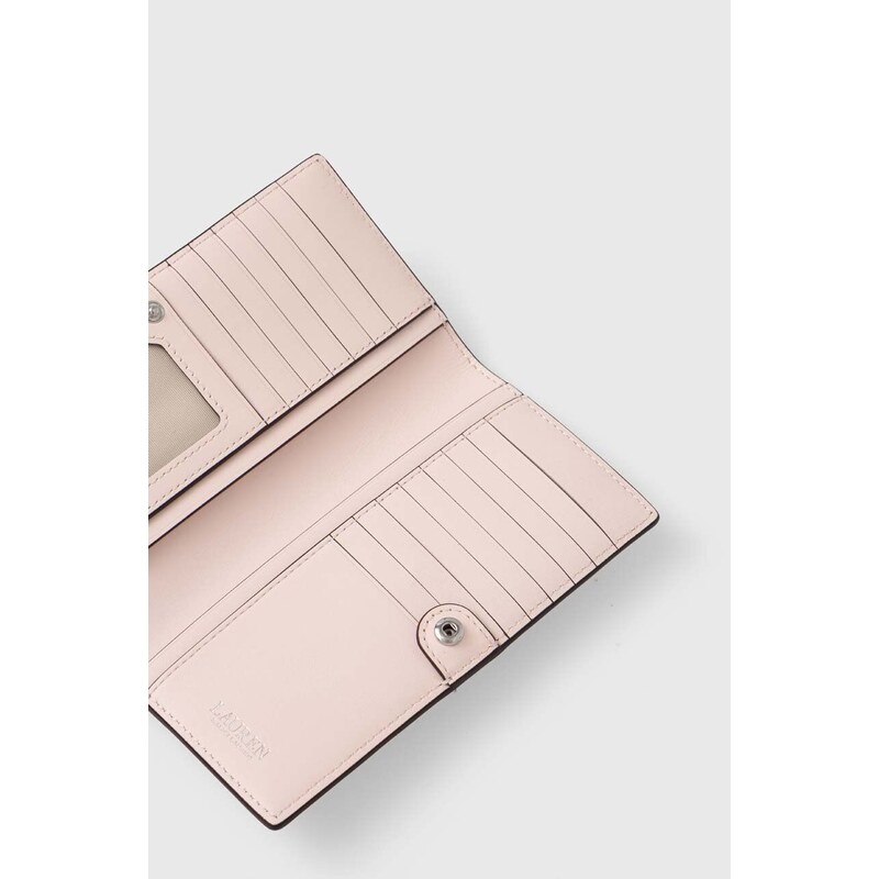 Kožená peněženka Lauren Ralph Lauren růžová barva, 432935939