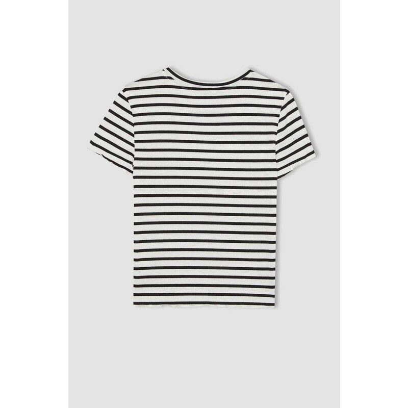 DEFACTO Fitted Crew Neck Striped T-Shirt