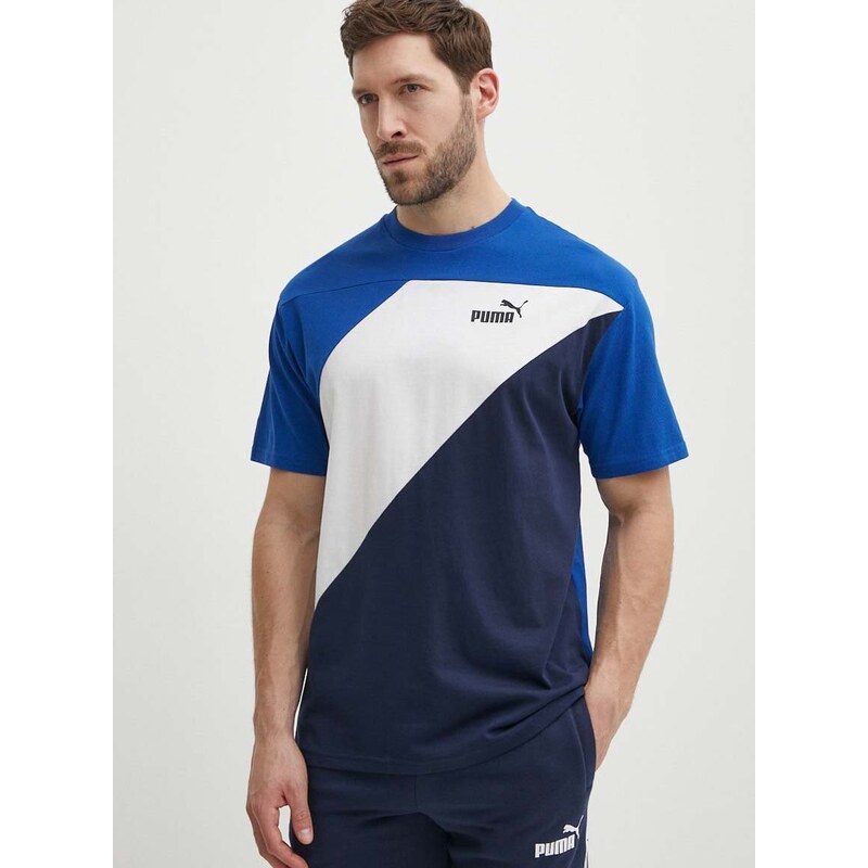 Bavlněné tričko Puma POWER tmavomodrá barva, 678929