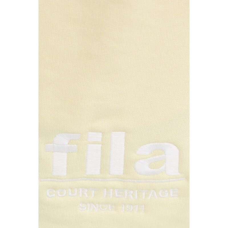 Kraťasy Fila Linyi dámské, žlutá barva, s aplikací, high waist, FAW0763