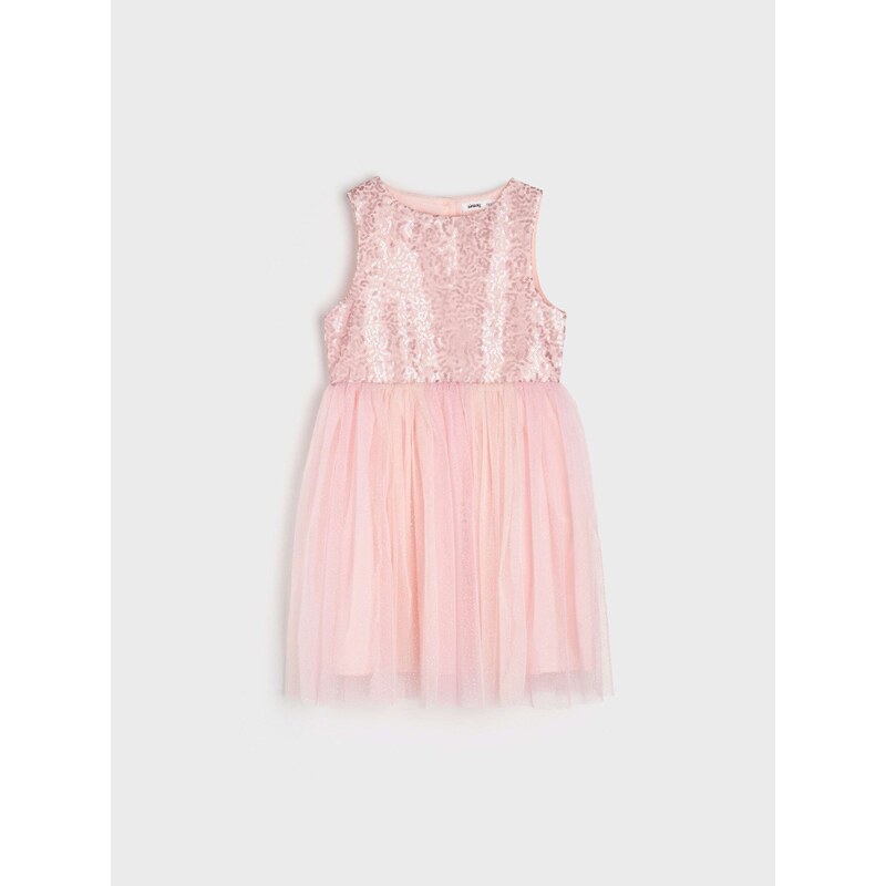 Sinsay - Tylové šaty - pastelová růžová