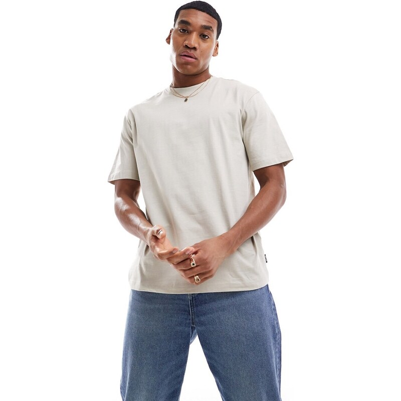 ONLY & SONS relaxed fit t-shirt in beige-Neutral